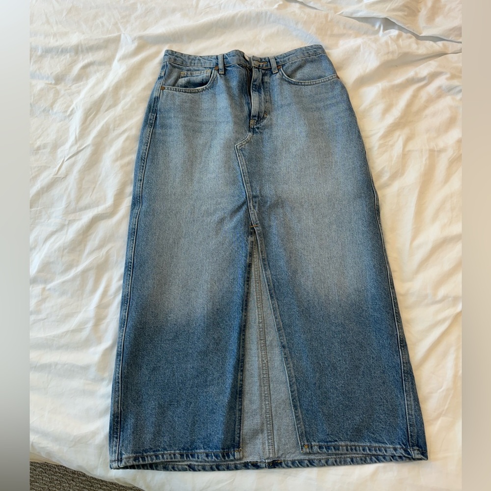 Mango slit denim skirt